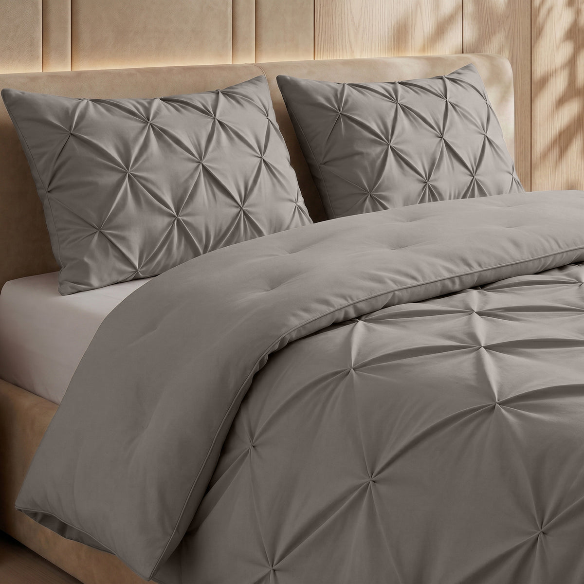 Sleeptime lazy dekbed Pintuck Taupe/Grijs
