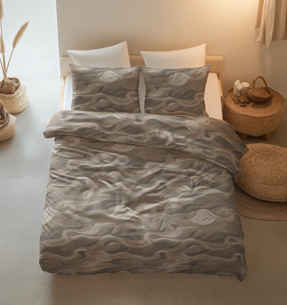 Sleeptime Dekbedovertrek Katoen Whirl Taupe