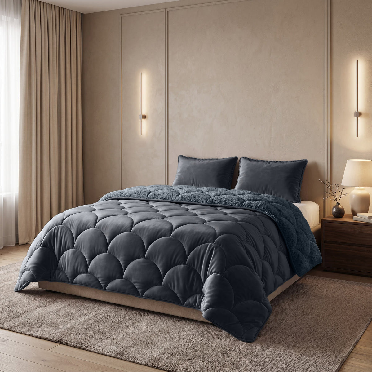 Sleeptime lazy dekbed Teddy/Velvet Antraciet