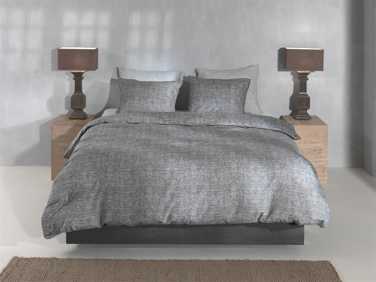 Zo Home dekbedovertrek flanel Flanella di Lino Dark Grey