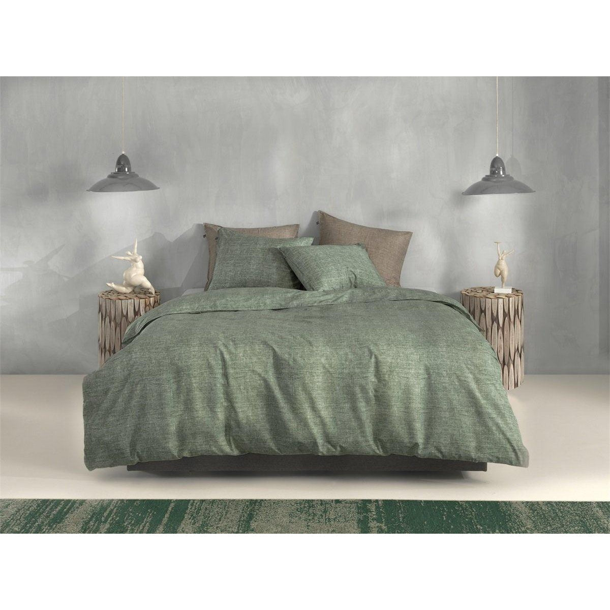 Zo Home dekbedovertrek Lino Army Green katoen
