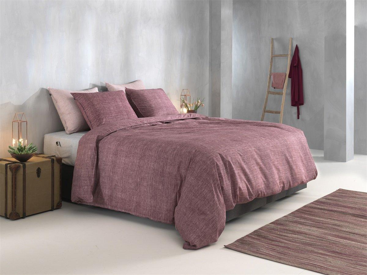 Zo Home dekbedovertrek Lino Wine Red katoen
