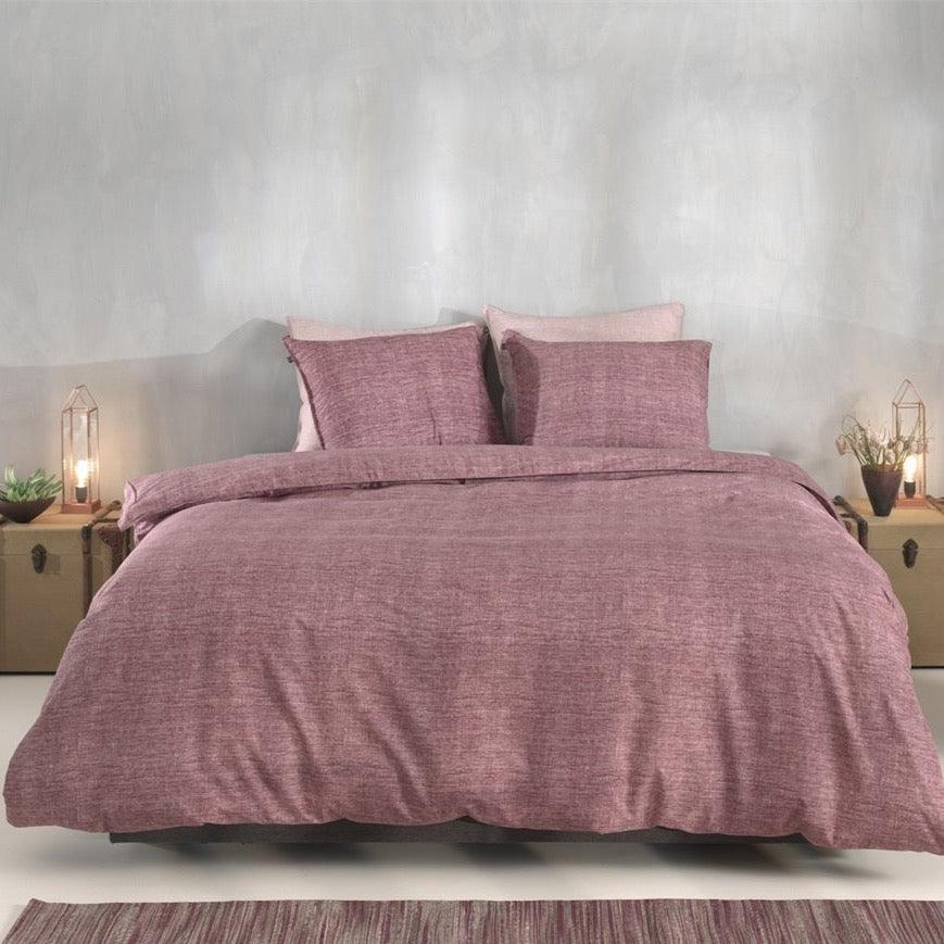 Zo Home dekbedovertrek Lino Wine Red katoen