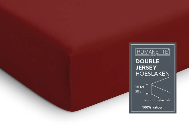 Romanette hoeslaken double jersey Bordo