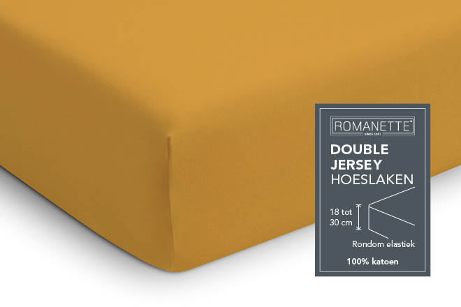 Romanette hoeslaken double jersey oker