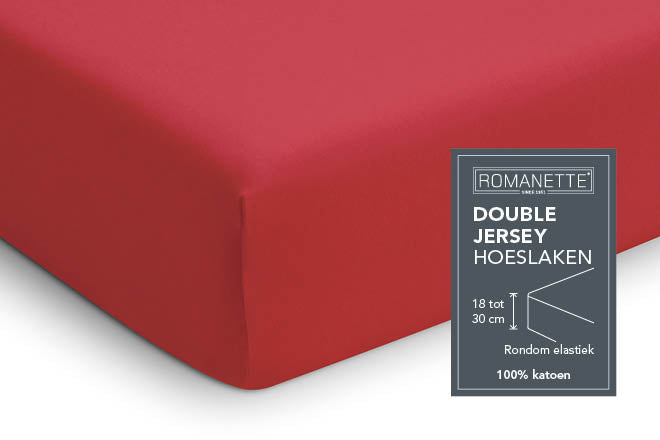 Romanette hoeslaken double jersey rood