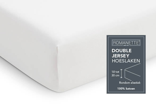 Romanette hoeslaken double jersey wit