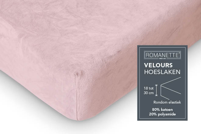Romanette hoeslaken velours Blush
