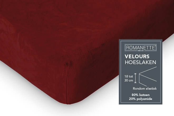 Romanette hoeslaken velours Bordo