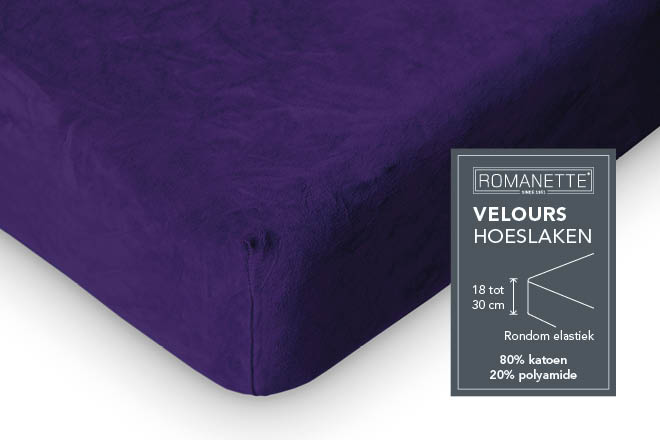 Romanette hoeslaken velours Purper