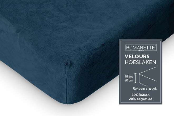 Romanette hoeslaken velours Teal