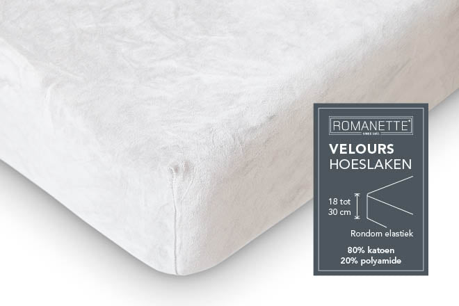 Romanette hoeslaken velours wit #kleur_wit
