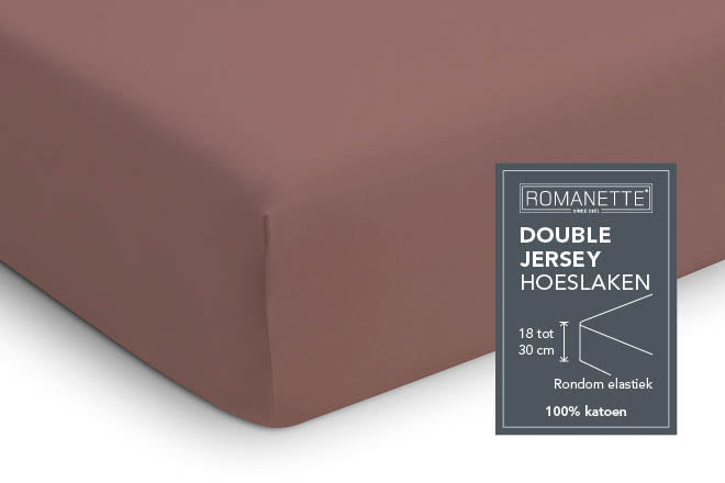 Romanette hoeslaken double jersey taupe