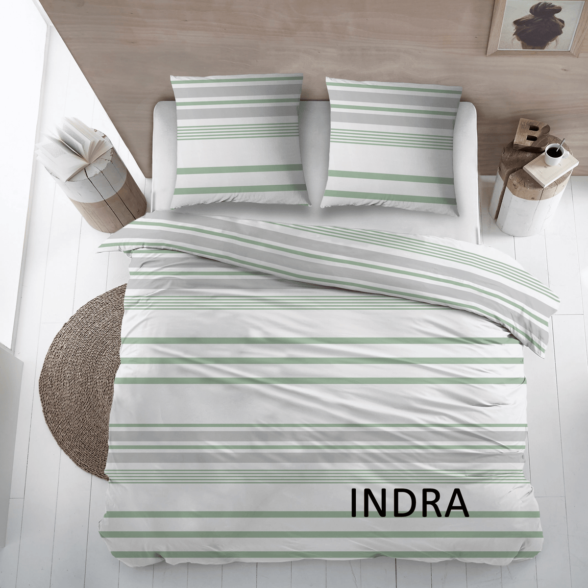 Sleepnight dekbedovertrek flanel Indra groen