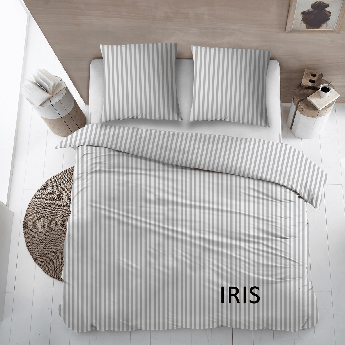 Sleepnight dekbedovertrek flanel Iris grijs