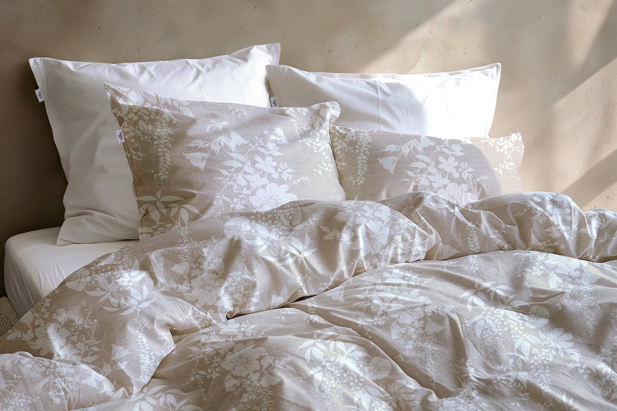 Zo Home dekbedovertrek katoen Ibisco di Lino Sandy beige