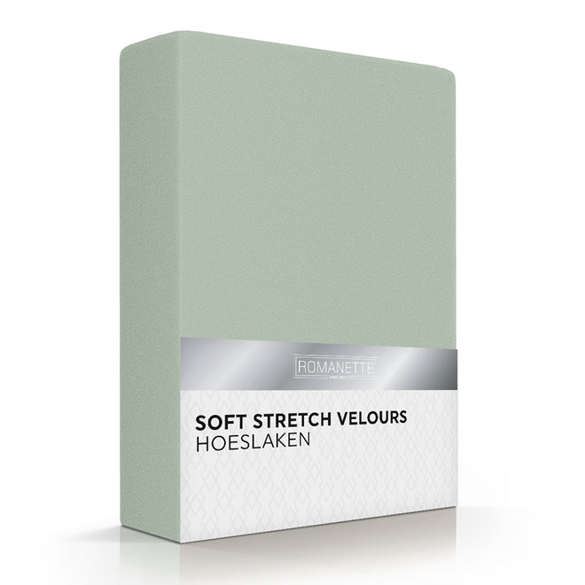 Romanette hoeslaken velours Saliegroen