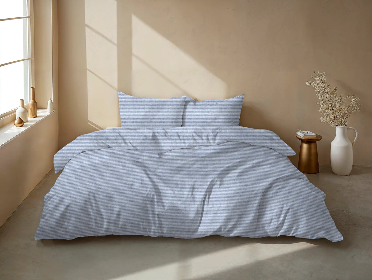 Zo Home dekbedovertrek katoen Striscia di Lino, Denim