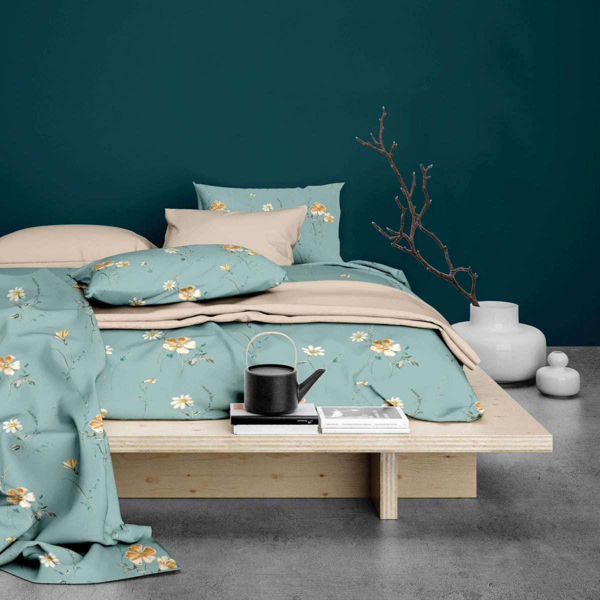 Satin d'Or dekbedovertrek Zabina aqua satijn