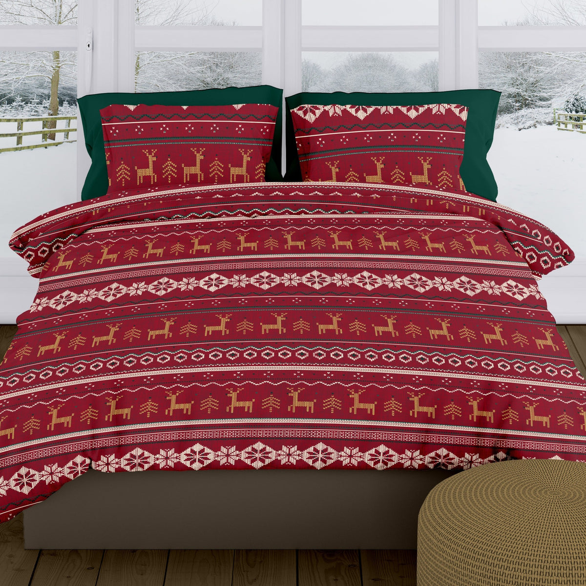 Romanette dekbedovertrek flanel Noelle rood