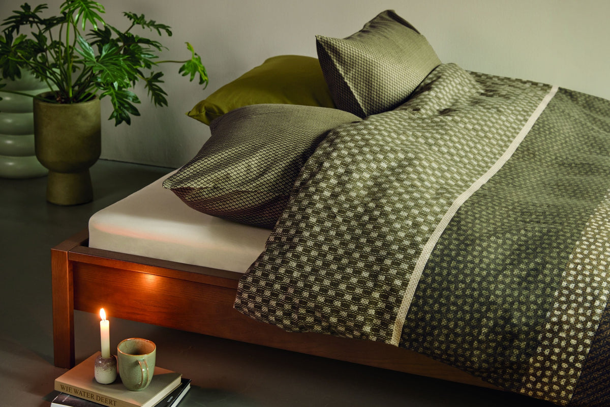 Beddinghouse dekbedovertrek flanel Fera groen