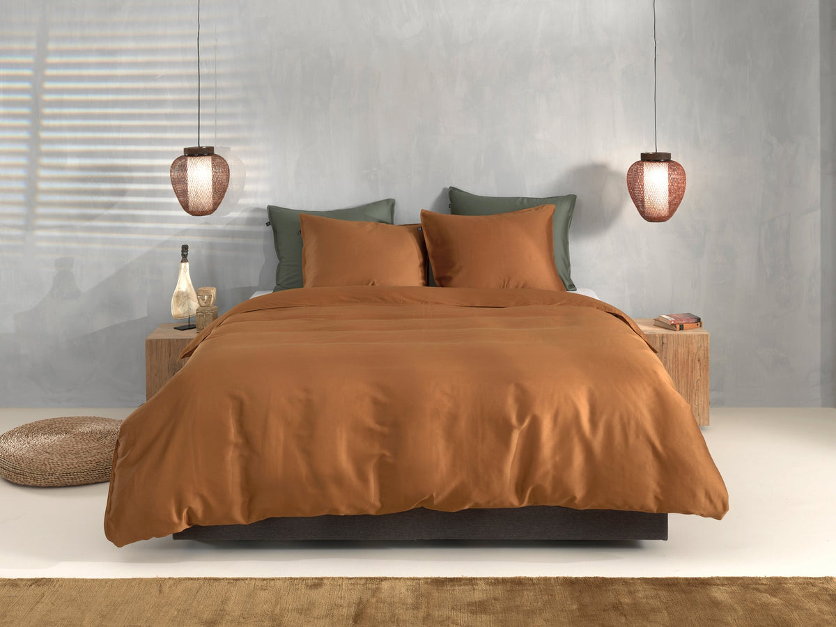 Zo Home dekbedovertrek satijn Satinado cognac Brown