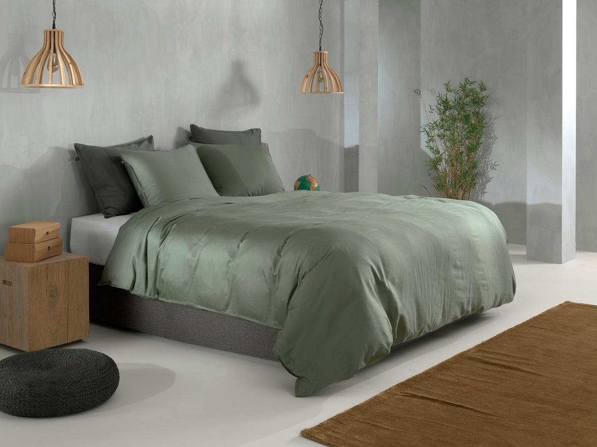 Zo Home dekbedovertrek satijn Satinado Army Green