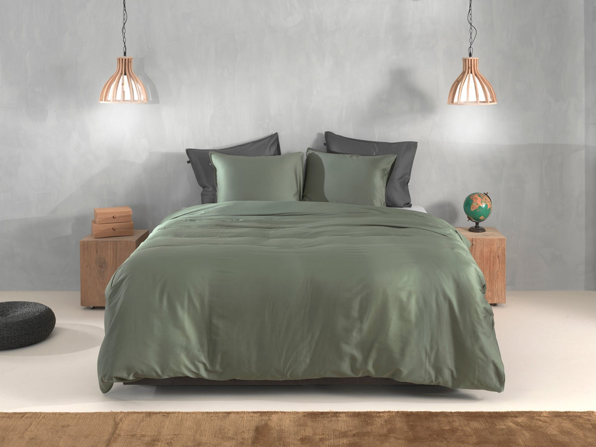 Zo Home dekbedovertrek satijn Satinado Army Green