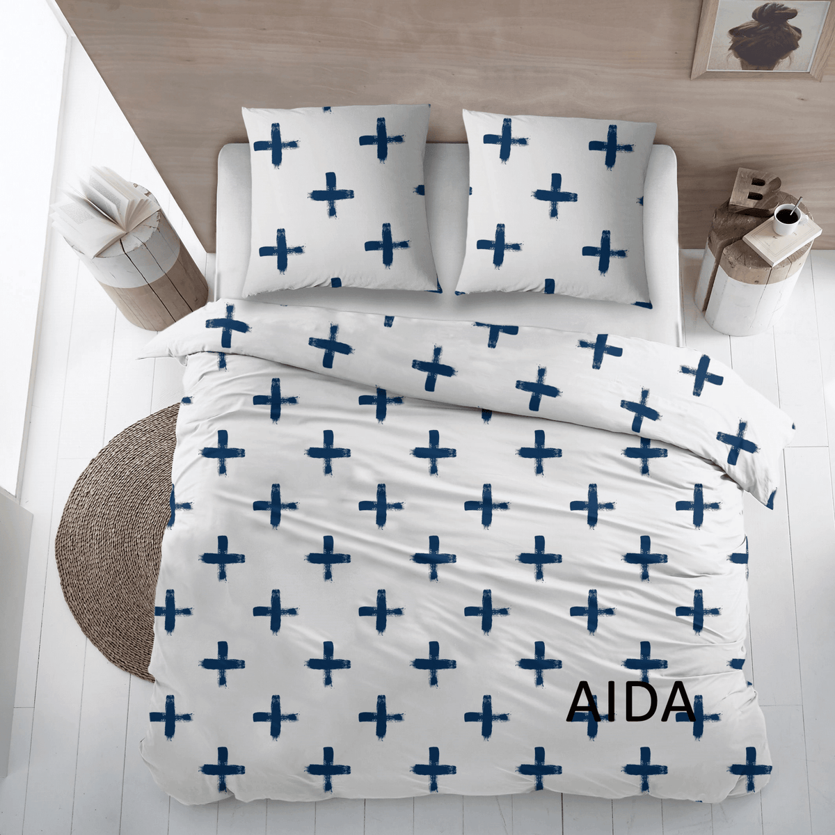 Sleepnight dekbedovertrek katoen Aida navy