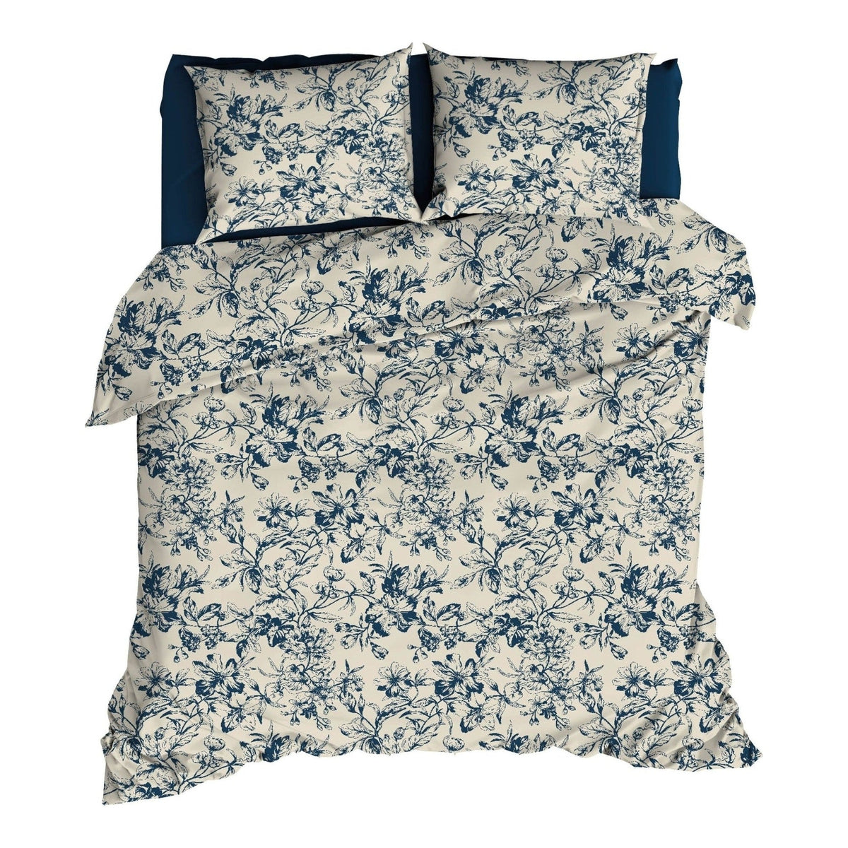 Satin d'Or dekbedovertrek satijn Guirlande blauw