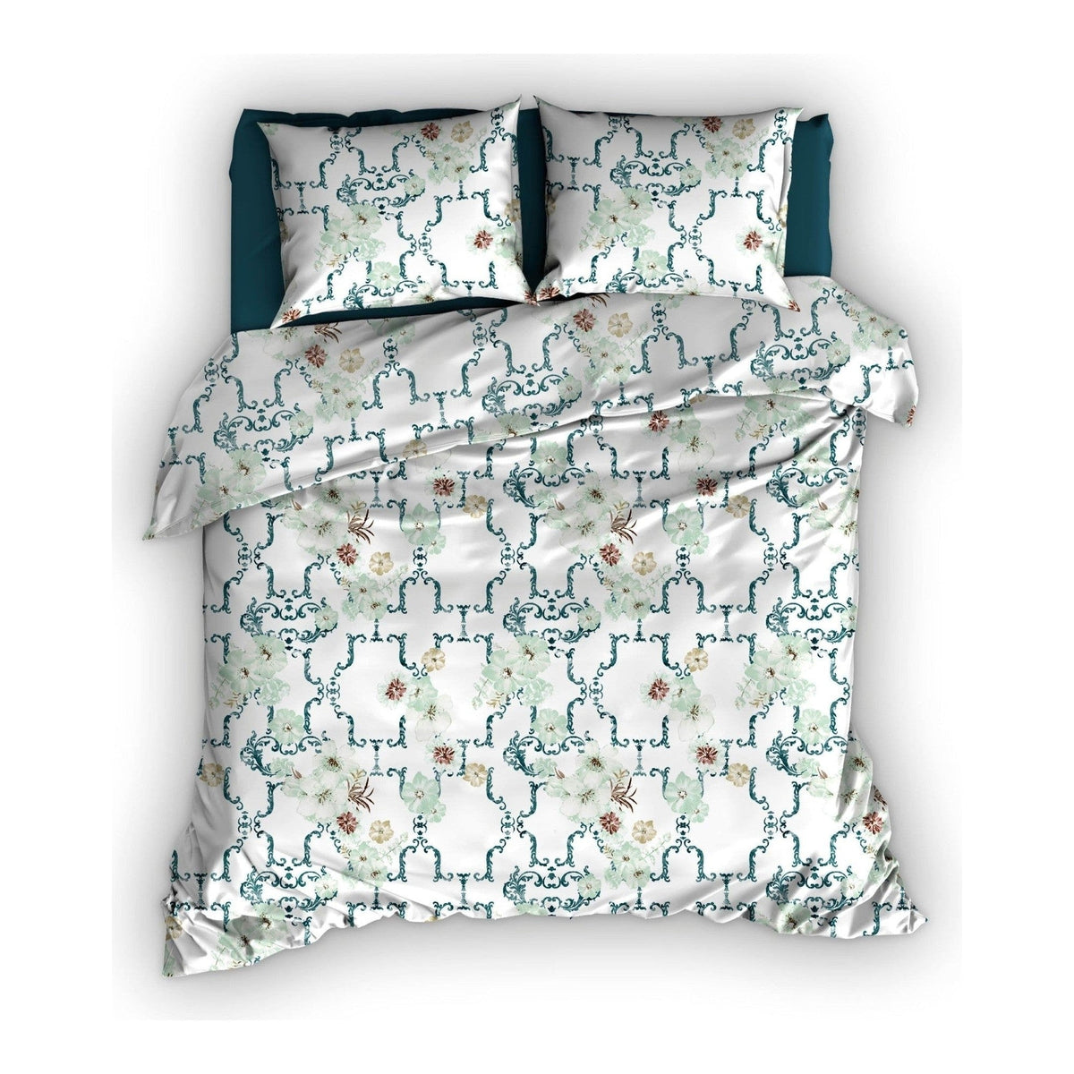Satin d'Or dekbedovertrek satijn Viola mint Teal