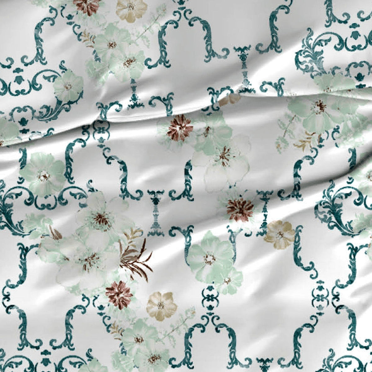 Satin d'Or dekbedovertrek satijn Viola mint Teal
