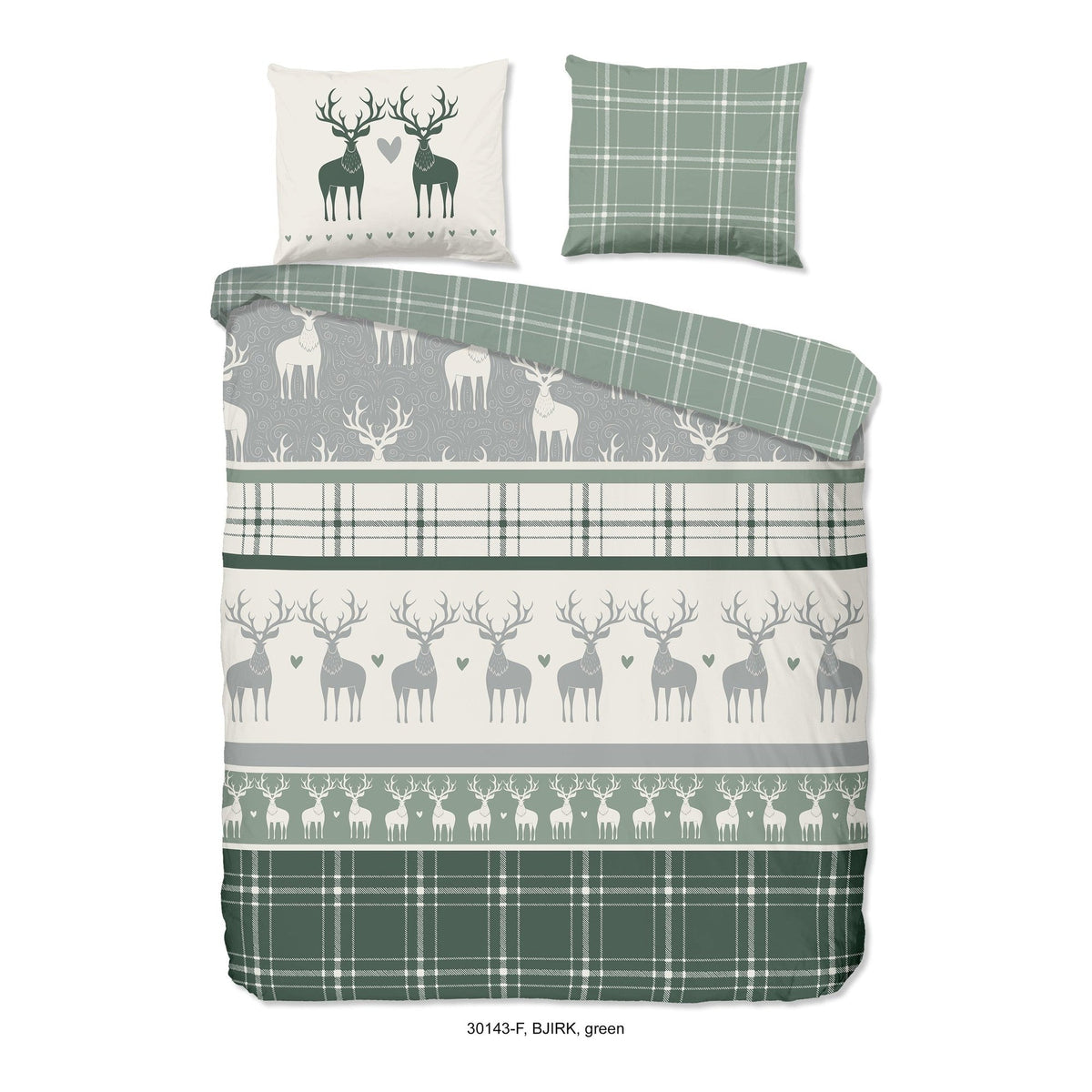 Good Morning dekbedovertrek flanel Bjirk, Green