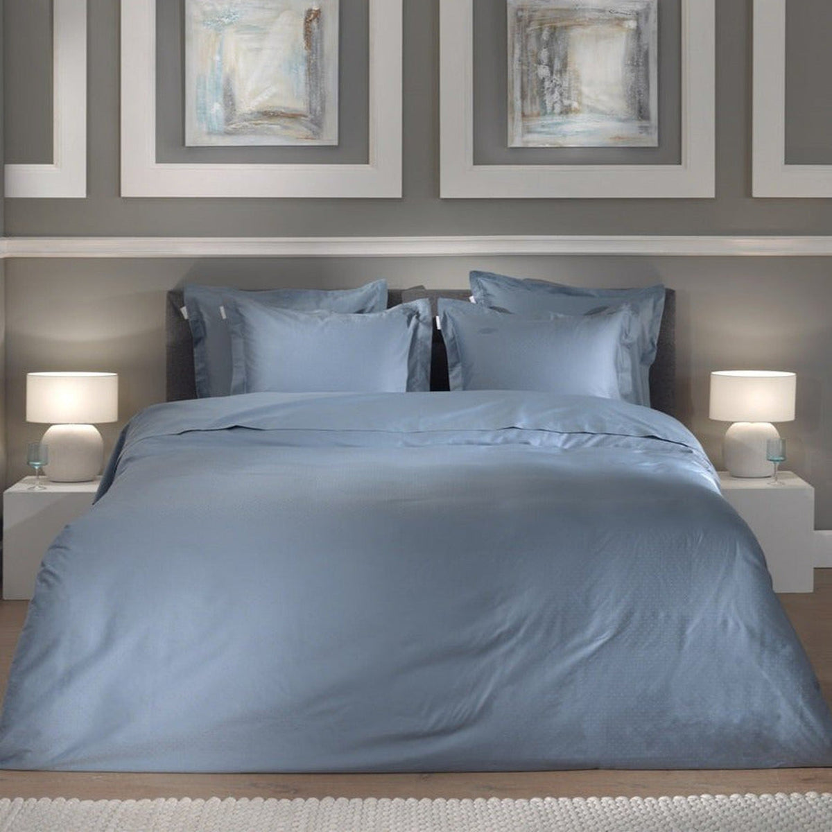 Heckettlane dekbedovertrek Punto Colonial Blue satijn