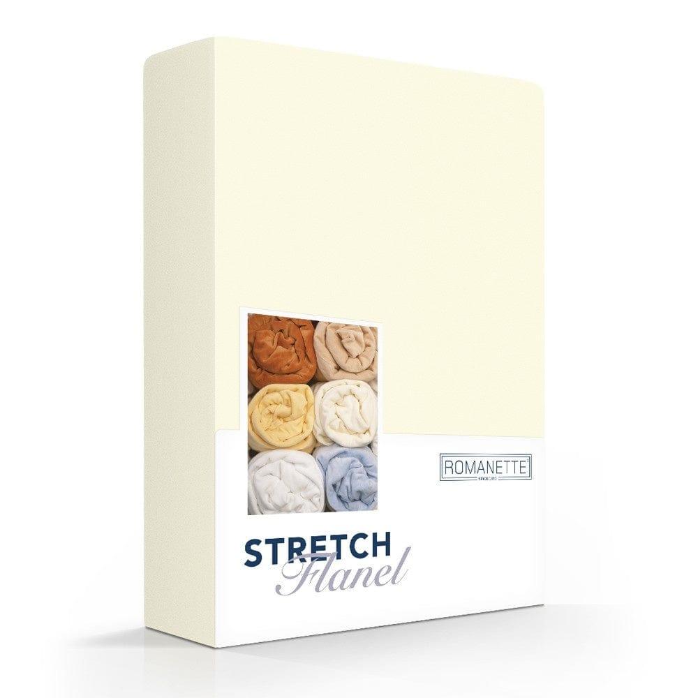 Romanette hoeslaken Stretch flanel ivoor