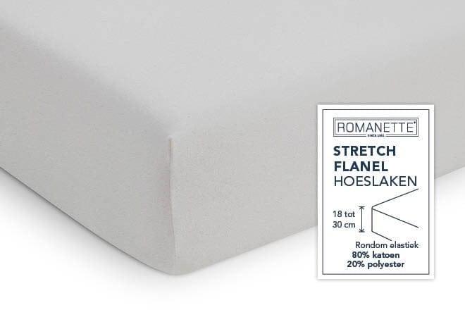 Romanette hoeslaken Stretch flanel Silver