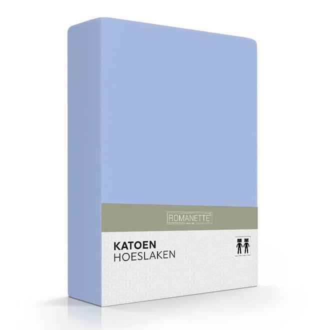 Romanette hoeslaken Basic katoen bleu