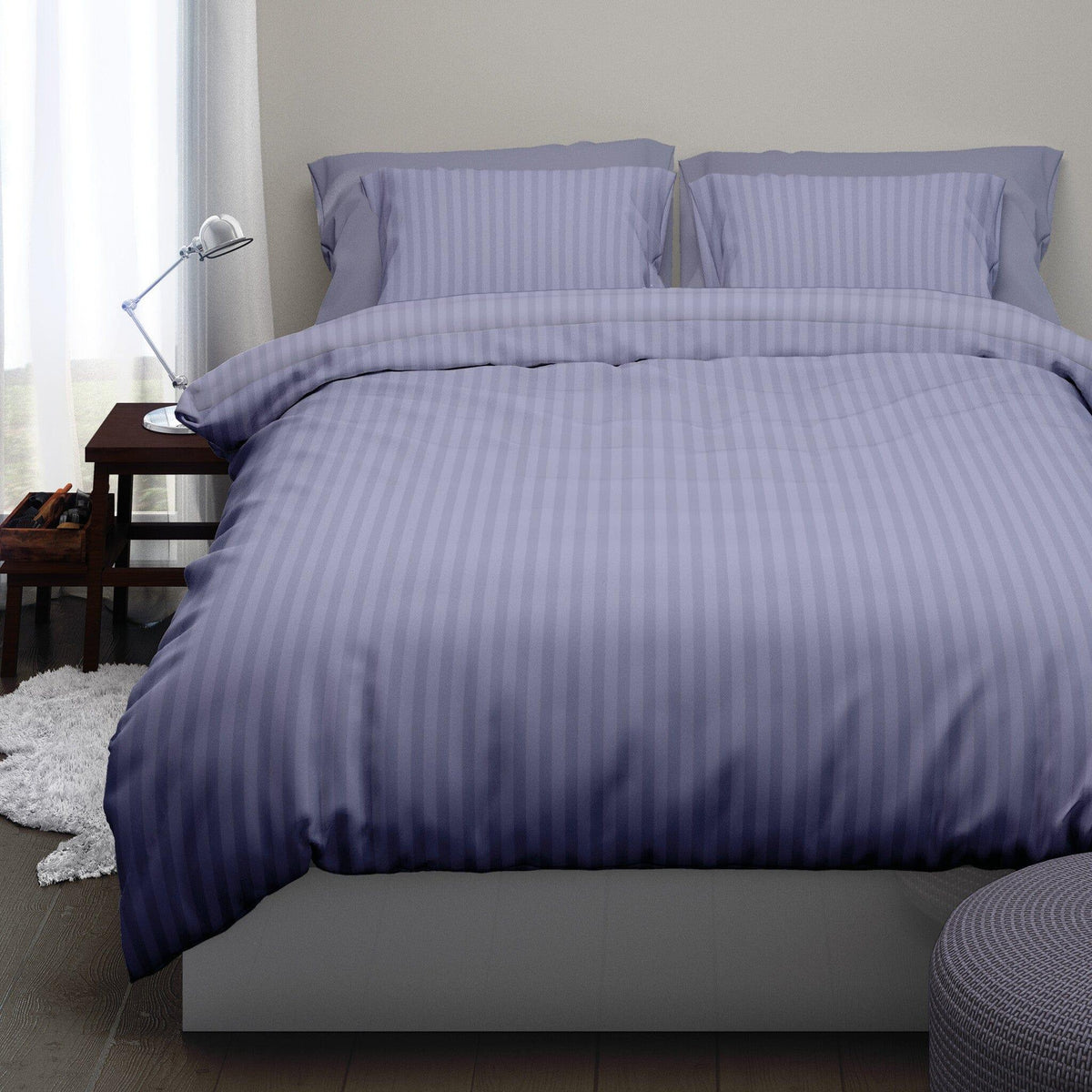 Satin d'Or dekbedovertrek satijn Satijnstreep Lilac