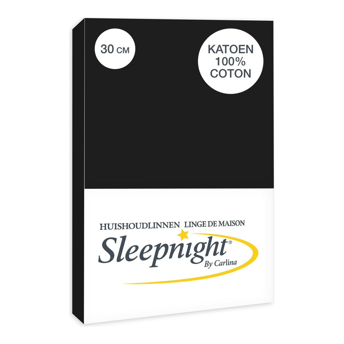 Sleepnight hoeslaken katoen 30 cm zwart
