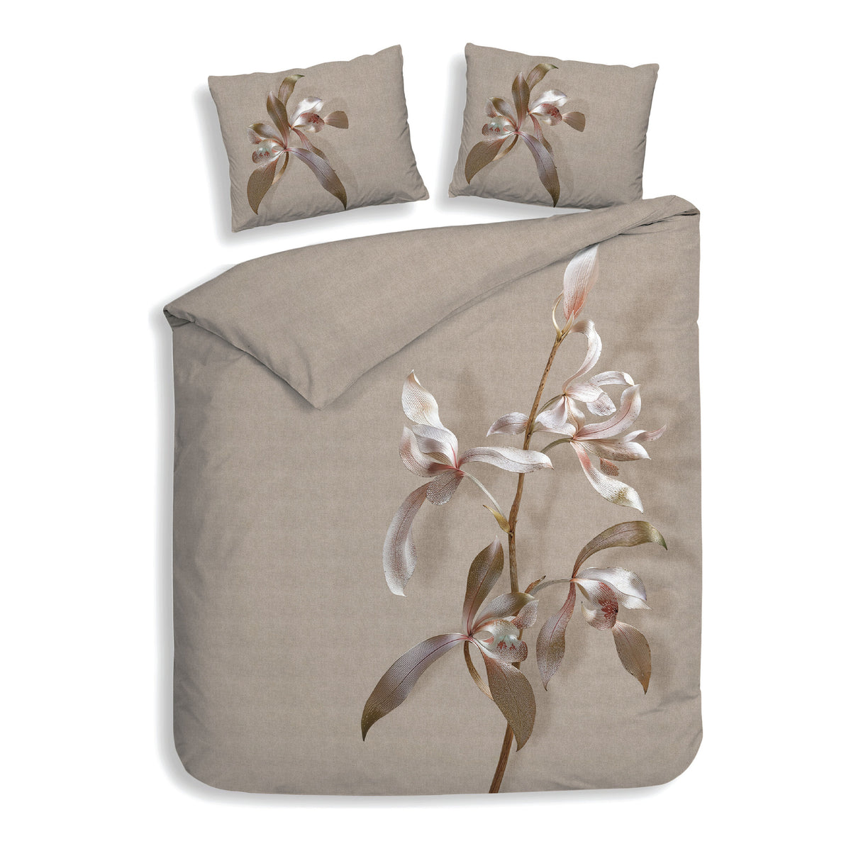 Heckettlane Dekbedovertrek Satijn Nairobi Taupe Grey