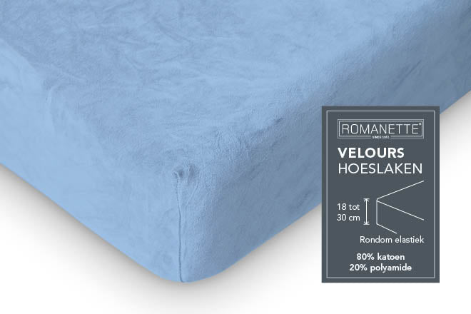 Romanette hoeslaken velours bleu #kleur_bleu