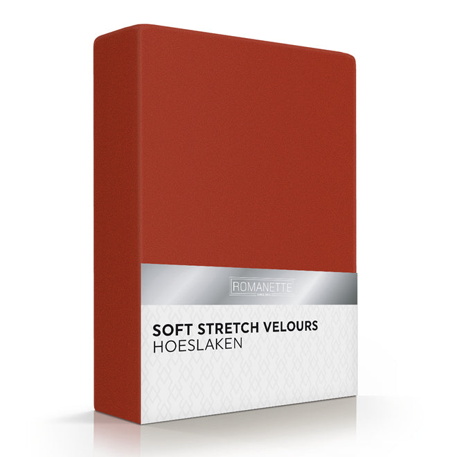 Romanette hoeslaken velours wit #kleur_terracotta