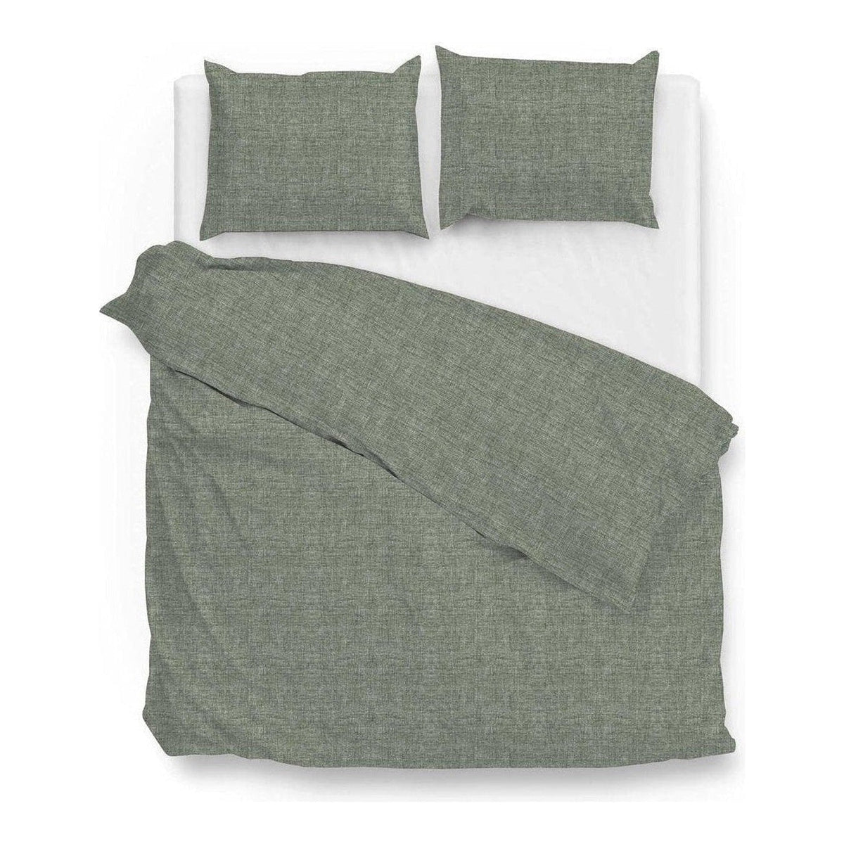 Zo Home dekbedovertrek Lino Army Green katoen