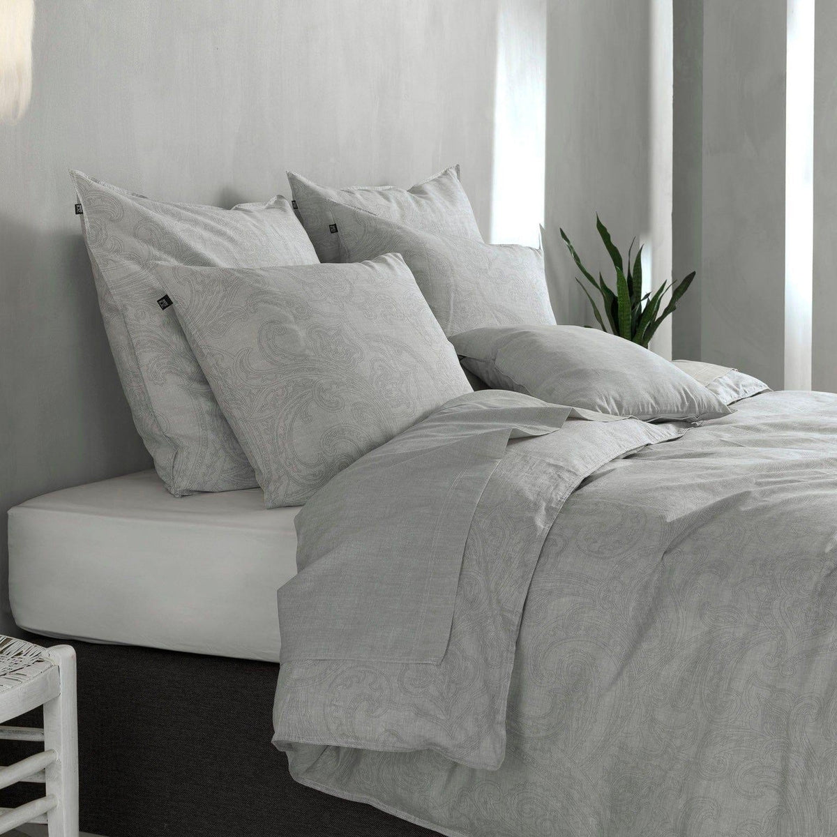 Zo Home dekbedovertrek katoen Paisley di Lino Dove Grey